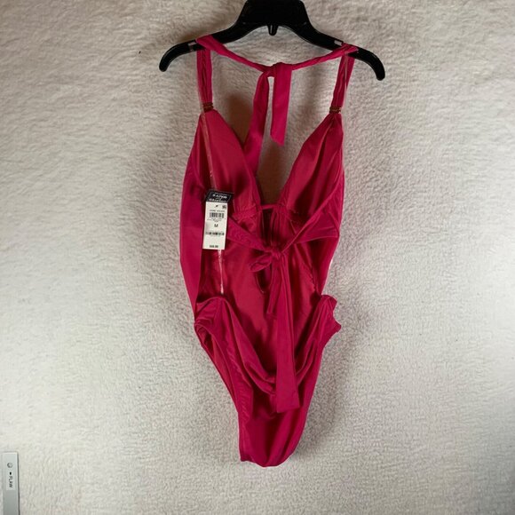 Bar III Women's Cowl Neck Cutout Halter Strap Ruby One-Piece Swimsuit Size M NWT - Picture 5 of 9